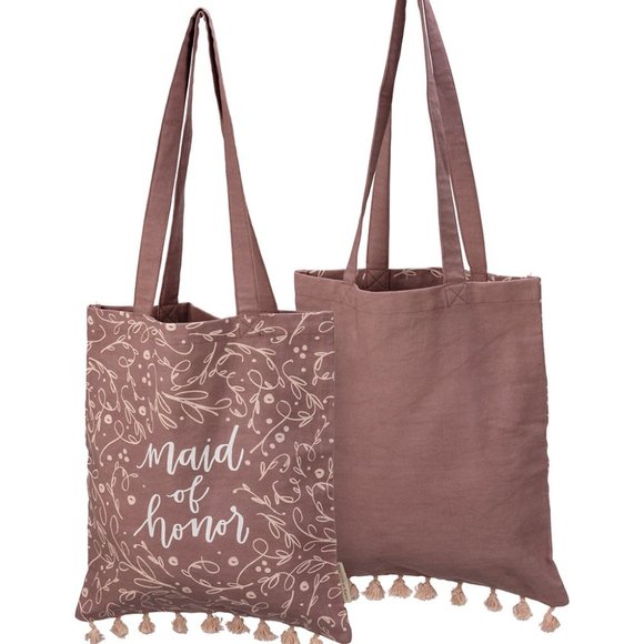 NWT Primitives by Kathy | Brown Branches 'Maid Of Honor' Pom Pom Tote - Picture 3 of 4